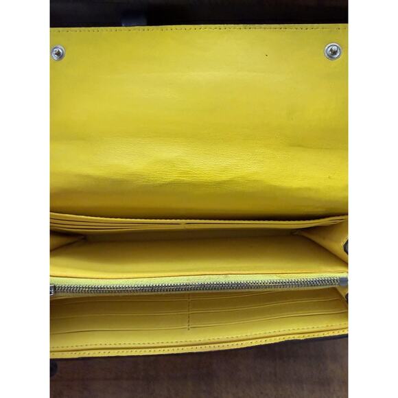 CELINE Paris Wallet Women's Gray Yellow Leather Continental Bicolor With COA - Picture 4 of 11